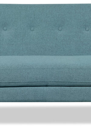 Calla 73.62" Linen-Look Fabric Condo Size Sofa with Button Tufting and Wood Legs - Blue | Sofa Calla de 73,62 po de format condo en tissu d’apparence lin avec capitonnage et pattes en bois - bleu