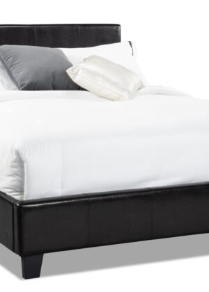 Chase Upholstered Bed in Brown Vegan-Leather Fabric - Full Size | Lit rembourré Chase en tissu de cuir végétalien brun - format lit double