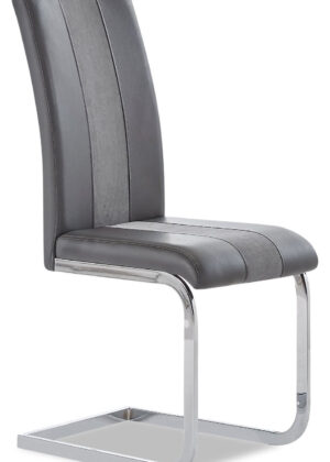 Jaye Dining Chair with Vegan-Leather Fabric, Metal - Grey | Chaise de salle à manger Jaye en tissu de cuir végétalien et en métal - grise