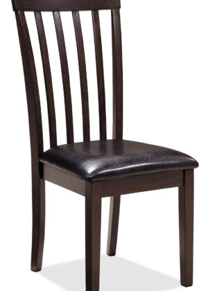 Hammis Dining Chair with Vegan-Leather Fabric, Slat-Back - Brown | Chaise de salle à manger Hammis en tissu de cuir végétalien avec dossier à lattes - brune